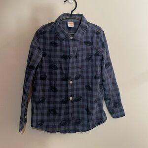 Gymboree‎ blue Plaid football button up Shirt 5t